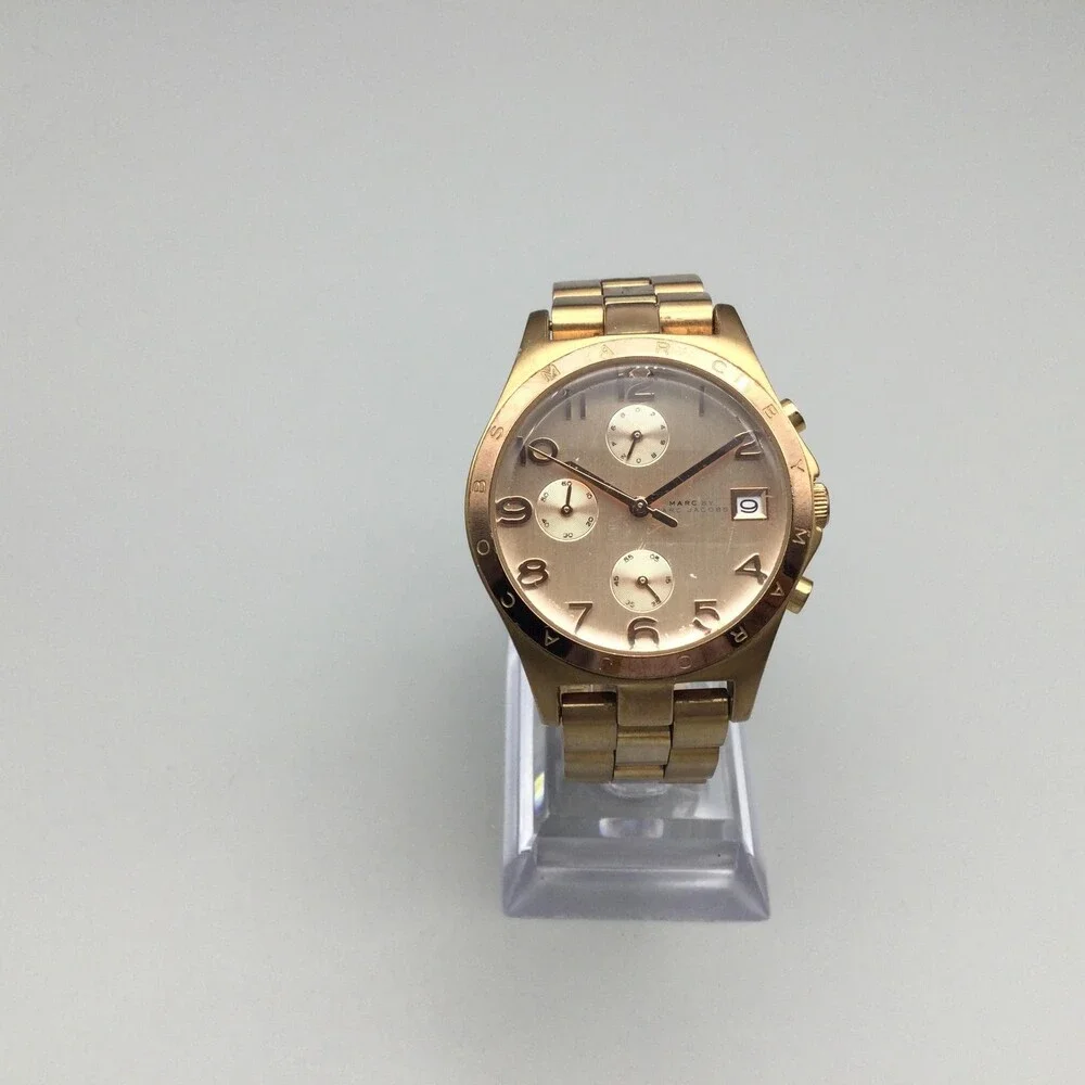 Marc By Marc Jacobs Henry Womens Watch 37mm Rose Gold Tone New Battery 6.25